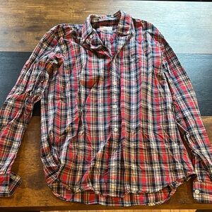 GAP Men's Red and Blue Plaid Button Down Shirt